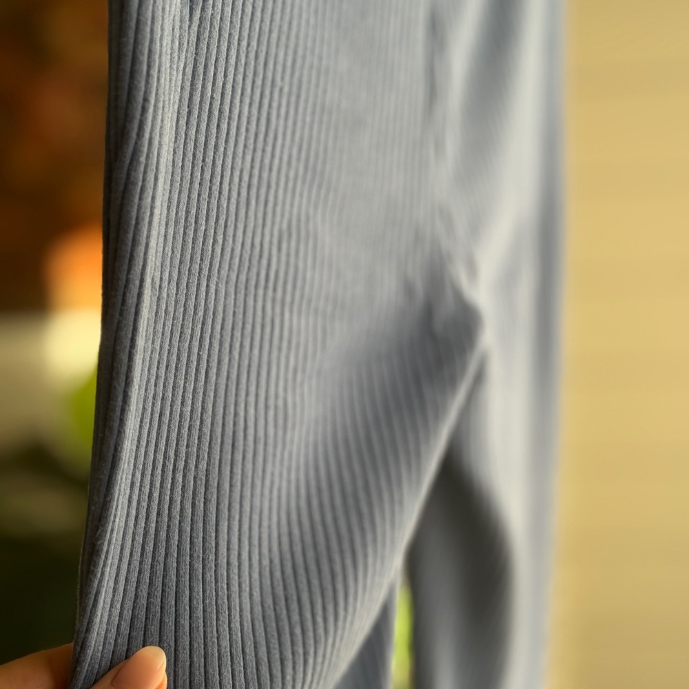aerie Ribbed Wide-Leg Pants in Slate Blue - Picture 7 of 7